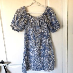Cute summer dress from Dynamite! Worn once. Light blue and white paisley.